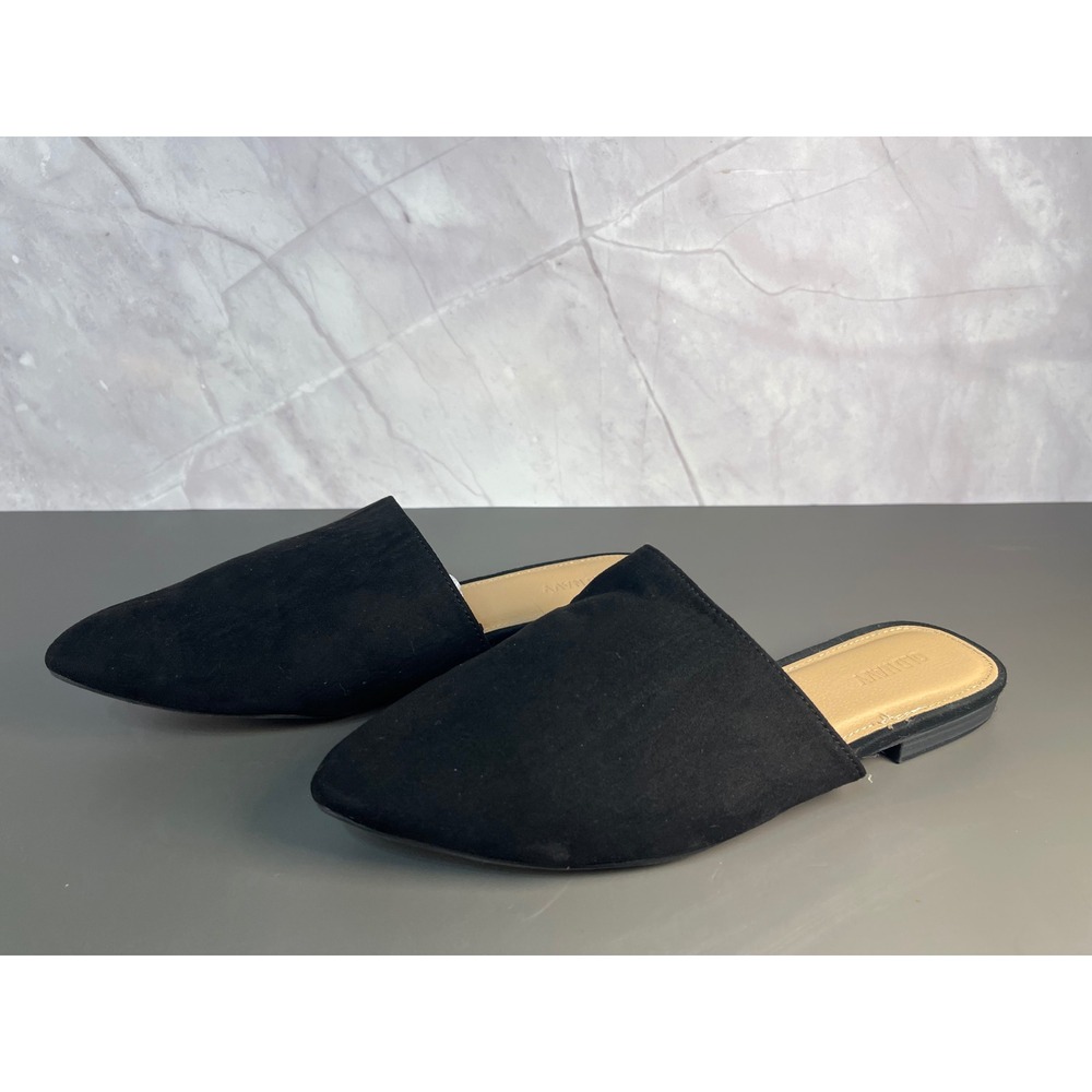 Old Navy Womens Black Faux Suede Pointed Toe Mules Slip On Flats Size 9